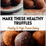 Round Chickpea Chocolate Truffles on a plate, a healthy vegan treat ideal for Recetas Fitness and Patisserie Vegan lovers.