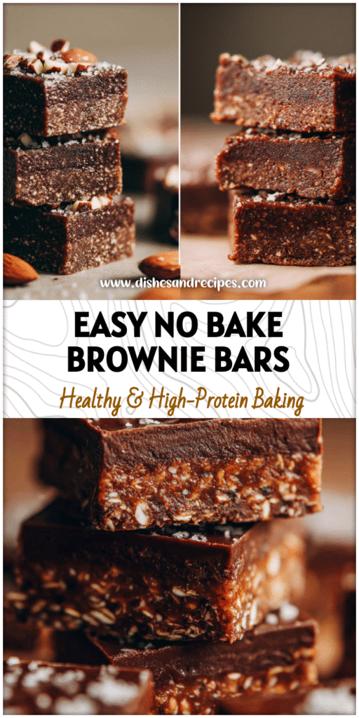 Home 14 Stacked Vegan Almond Butter Brownies showing layers of fudgy Healthy No Bake Almond Butter Bars and Raw Vegan Desserts style texture.
