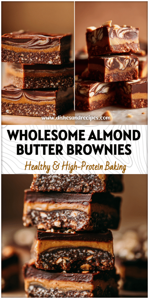 Home 20 Stacked vegan Almond Butter Brownie Bars showing chocolate layers and nut butter swirl, perfect Raw Vegan Desserts.