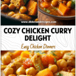 Hearty Chicken and Chickpea Curry with Sweet Potatoes 5 Bowl of Chicken and Chickpea Curry with tender sweet potatoes, colorful veggies, and hearty stew texture.