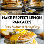 How To Make Lemon Poppyseed Pancakes Like A Pro 5 Golden Poppyseed Pancakes drizzled with lemon curd and topped with zest on a rustic table.