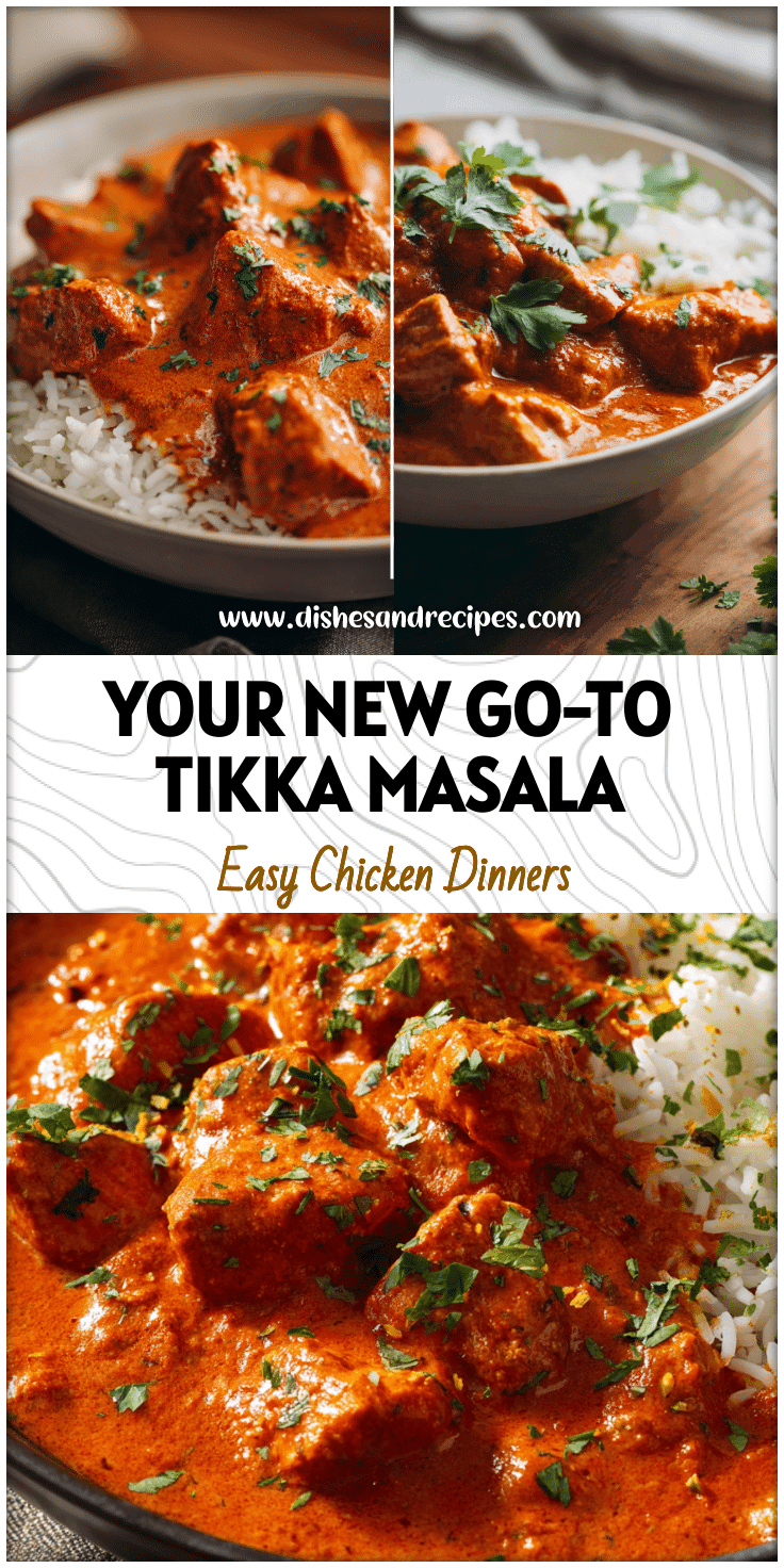 Creamy Instant Pot Chicken Tikka Masala with coconut milk and rich Masala Sauce served in a bowl with rice.