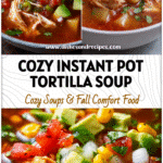 Instant Pot Chicken Tortilla Soup with Salsa, Potatoes & Cozy Toppings 5 Bowl of Classic Chicken Tortilla Soup With Potatoes and Salsa topped with colorful Toppings For Tortilla Soup.