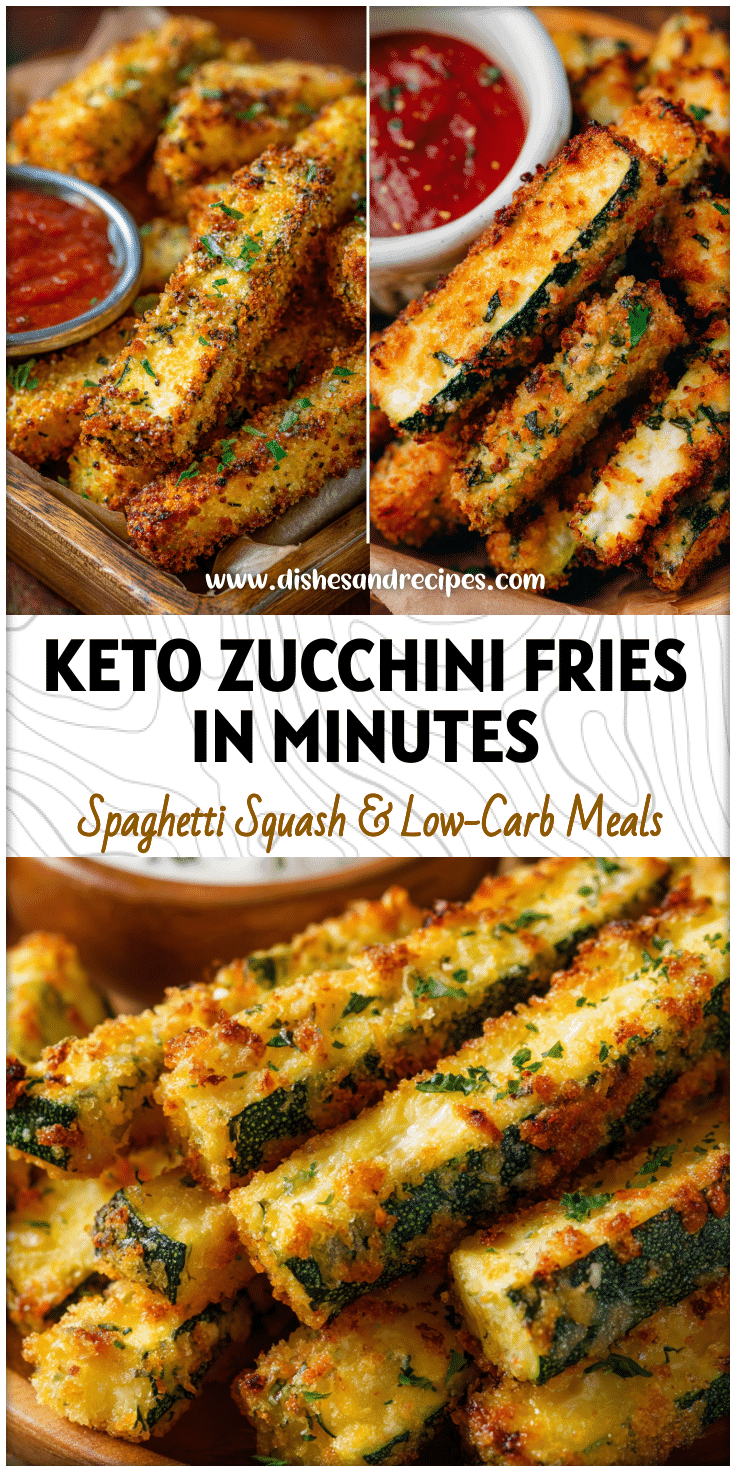 Keto zucchini fries cooked in an air fryer oven basket until golden and crisp.