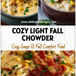 Light Chicken and Corn Chowder for Cozy Fall Nights 5 Bowl of creamy chicken and corn chowder with bacon and parsley for a cozy fall meal