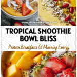 Bright Mango Coconut Smoothie Bowl topped with fresh fruit, coconut flakes, and chia seeds.