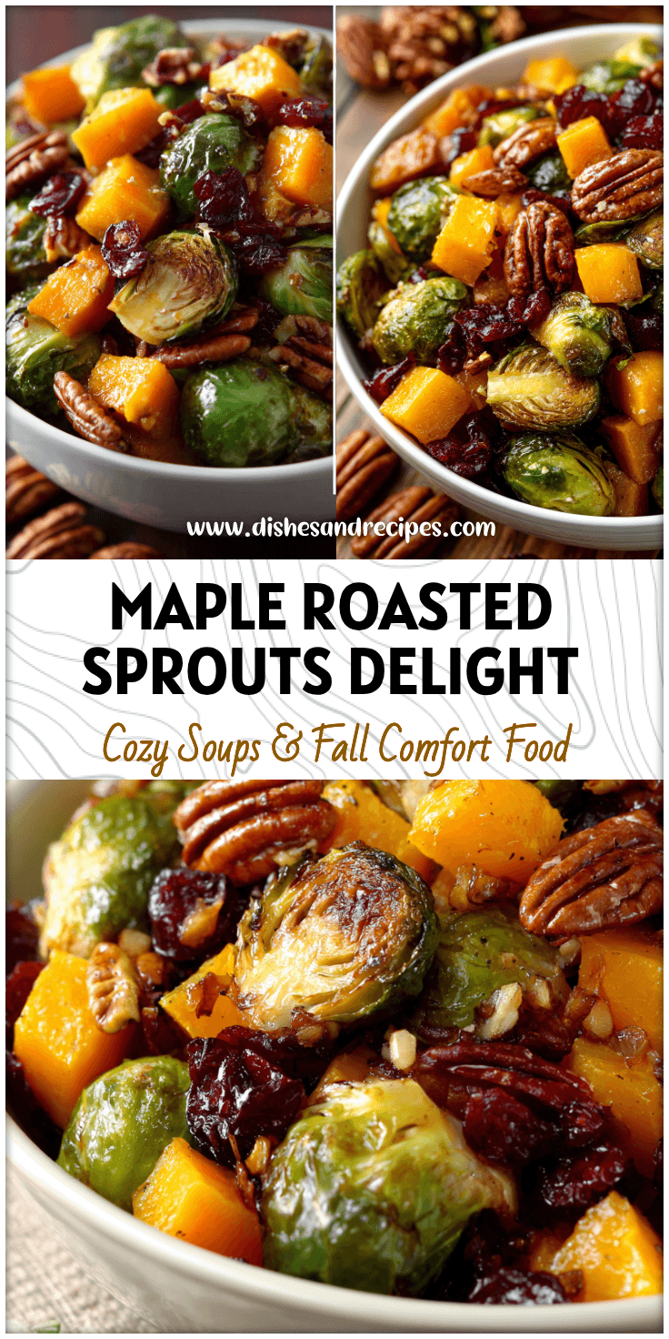 Maple Roasted Brussels Sprouts with Butternut Squash, Cranberries & Pecans 4 Maple Roasted Brussels Sprouts with Butternut Squash, Cranberries & Pecans