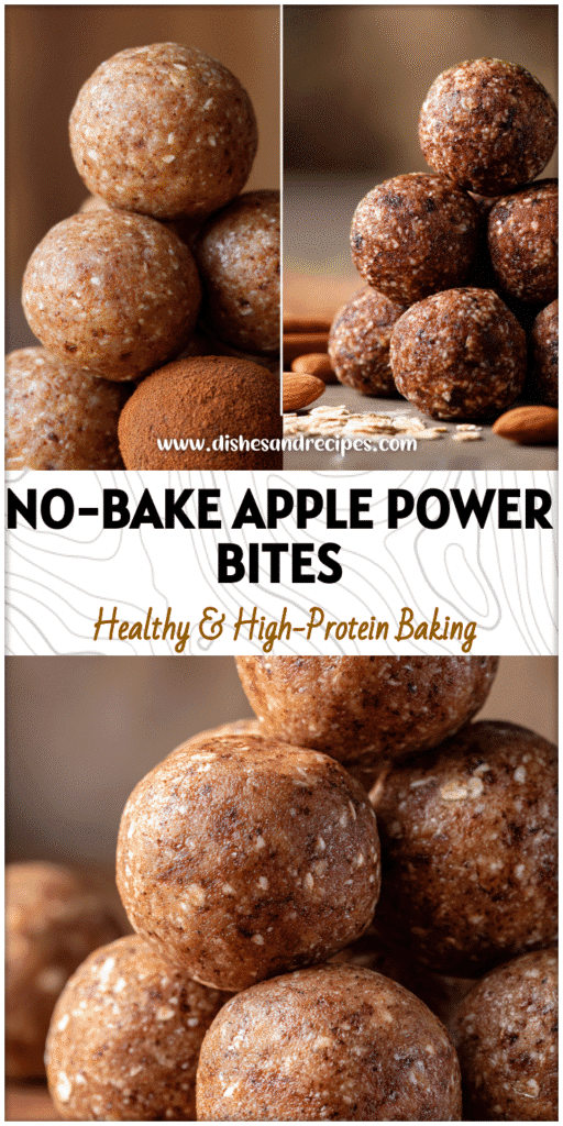 Home 15 Stack of no-bake apple sauce protein balls with oats and cinnamon ideal for Healthy Apple Snack Ideas.