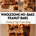 Stack of Healthy Vegan Peanut Butter Bars showing soft layers of Wowbutter Granola Bars cut into neat squares.