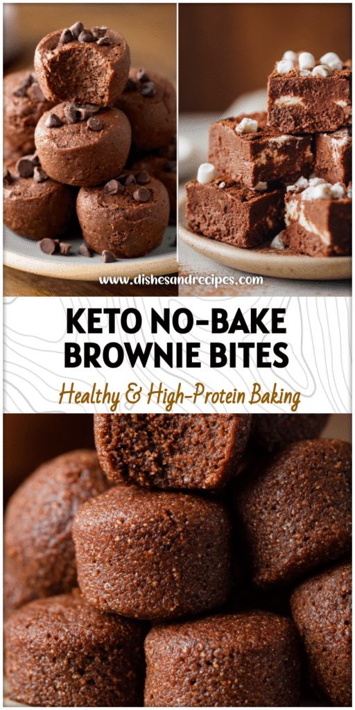 Home 19 No-sugar chocolate baked protein bites stacked on a plate, creamy and rich like keto cottage cheese brownie bites.