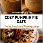 Pumpkin Pie Overnight Oats with Fall Spice Flavor 5 Jar of creamy Pumpkin Pie Overnight Oats topped with pecans and pumpkin spice, a cozy fall breakfast.