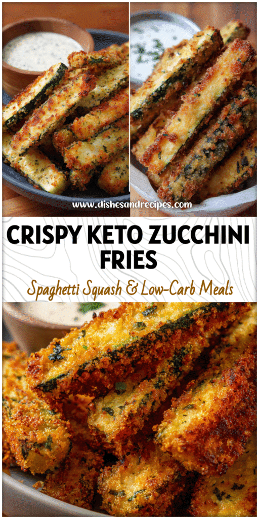 Home 33 Crispy keto zucchini fries cooked in air fryer basket with golden edges and dipping bowl.