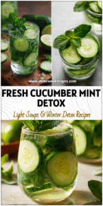 Glass of Cucumber Mint Lime Water showing a Sage Green Drink with fresh mint leaves and cucumber slices.