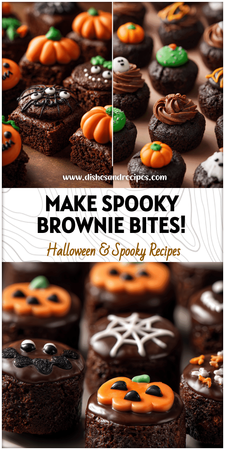 Tray of spooky Halloween Brownie Bites decorated with festive icing, ideal for Halloween Easy Baking.