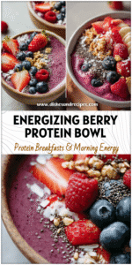 Bright Berry Protein Acai Bowl topped with fresh berries, granola, and chia seeds for a healthy acai breakfast.