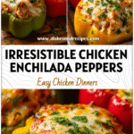 Chicken Enchilada Stuffed Peppers with Mexican Bell Pepper Flavor 5 Baked Chicken Enchilada Stuffed Peppers filled with seasoned chicken and melted cheese using colorful Mexican Bell Peppers.
