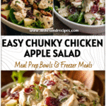 Chunky Chicken Apple Salad Recipe for Easy Healthy Lunches 5 Chunky chicken apple cranberry salad served in white bowl with fresh greens and wooden spoon