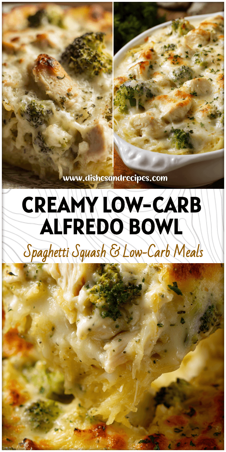 Creamy Chicken & Broccoli Alfredo Spaghetti Squash Bake 4 Creamy Chicken Broccoli Alfredo Spaghetti Squash Bake