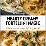 Creamy Chicken Tortellini Soup with Three Cheeses 5 Bowl of creamy Chicken and Cheese Tortellini Soup with fresh herbs and three cheese tortellini.