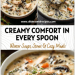 Creamy Chicken & Wild Rice Soup Recipe for Cozy Nights 5 A bowl of creamy chicken and wild rice soup with tender chicken chunks and fresh herbs.
