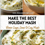 A bowl of creamy herb butter mashed potatoes topped with herbs for a festive roast dinner side dish.