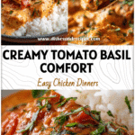 Creamy Tomato Basil Chicken Crockpot Delight 5 Tender chicken in creamy tomato basil sauce served from a slow cooker for a comforting Crockpot Chicken Tomato recipe