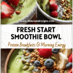 Detox Green Smoothie Bowl Recipe for a Fresh Start 5 Bright green smoothie bowl topped with fresh fruit, seeds, and granola for a vibrant Smoothie Bowl Vegan look.
