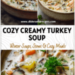 Easy Creamy Turkey Wild Rice Soup Recipe for Cozy Nights 5 Close-up of creamy Turkey Wild Rice Soup garnished with parsley and served in a rustic ceramic bowl.
