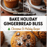 Freshly baked gingerbread chocolate chip muffins topped with sugar beside a cup of coffee.