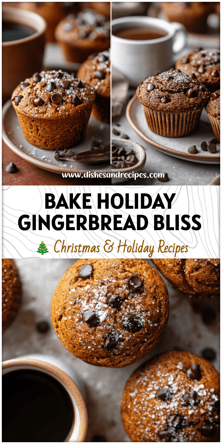 Gingerbread Chocolate Chip Muffins with Molasses & Holiday Spice