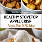 Healthy Cinnamon Apple Crisp | Easy Stovetop Cooked Apples Dessert 5 Bowl of golden Healthy Cinnamon Stewed Apples topped with crumble made from Stovetop Cooked Apples.