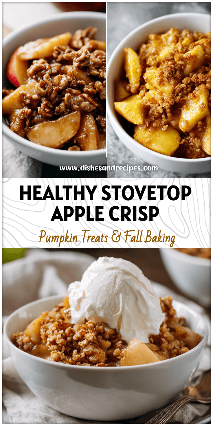 Bowl of golden Healthy Cinnamon Stewed Apples topped with crumble made from Stovetop Cooked Apples.