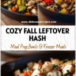 warm skillet of holiday leftover chicken and veggie hash served as a hearty fall hash recipe