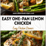 One-pan lemon chicken and asparagus skillet with garlic butter sauce and fresh herbs for a healthy dinner.