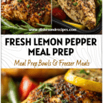 Lemon Pepper Chicken Meal Prep | Low Cal & Low Sodium Dinner Idea 5 Baked lemon pepper chicken breast served with vegetables for low cal low sodium meal prep dinner.