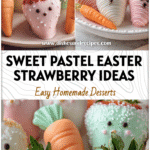 Pastel Easter Chocolate Covered Strawberries arranged on a Bunny-themed Dessert Platter with spring accents.