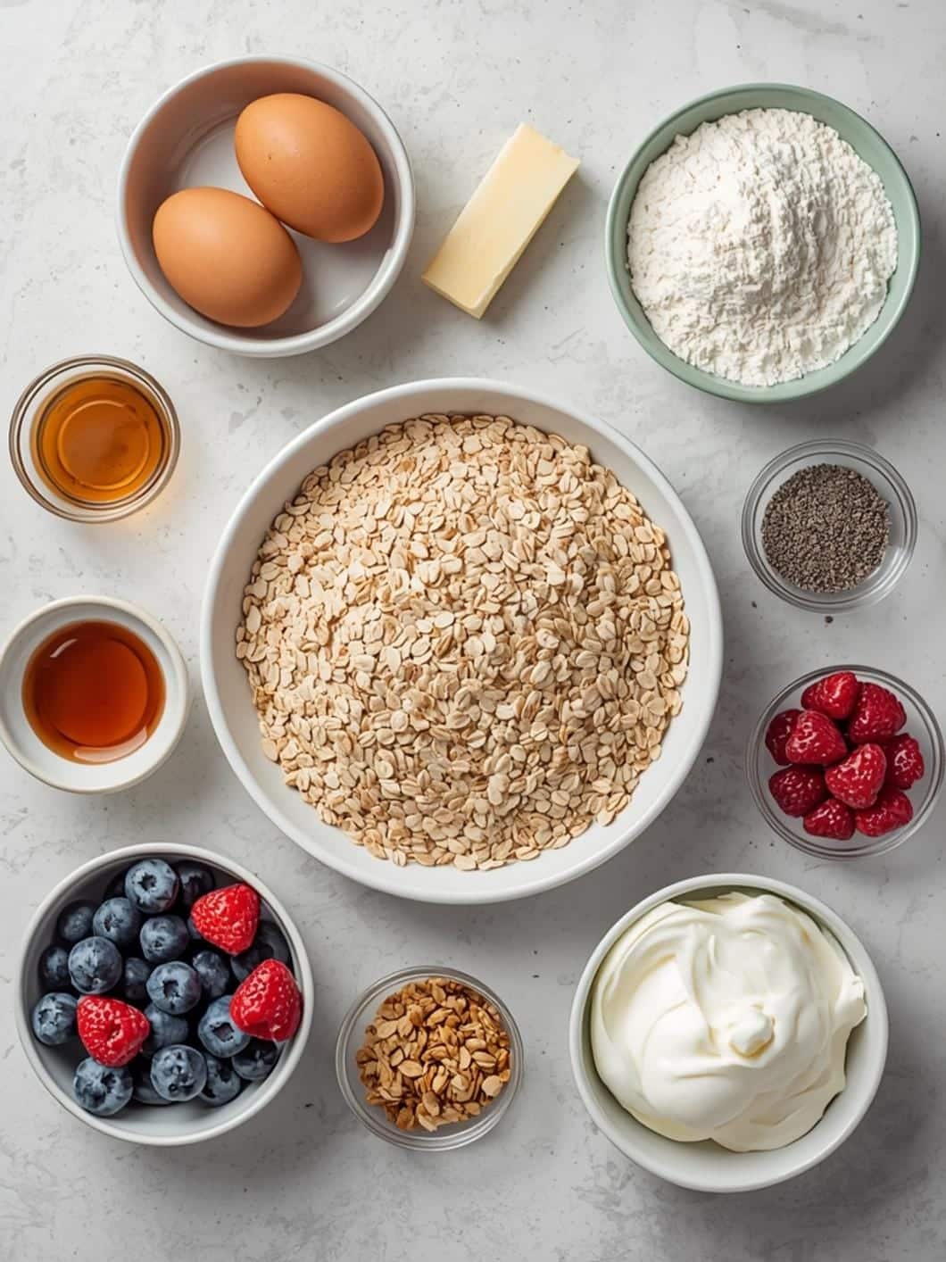 Berry Vanilla Protein Overnight Oats with Yogurt & Fruit