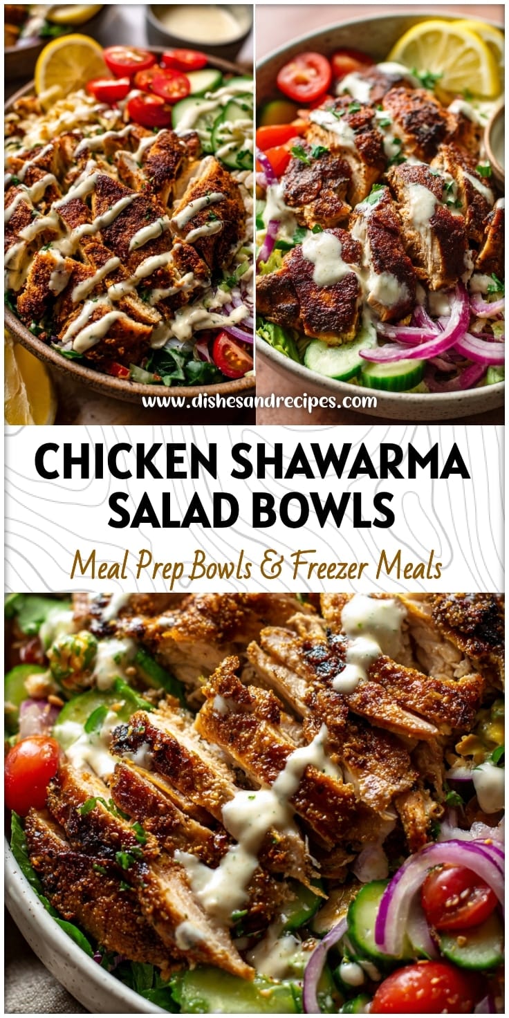 Healthy Chicken Shawarma Salad Bowls with Lemon Tahini Dressing