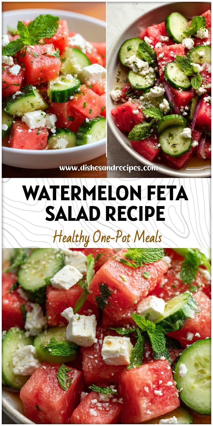 Refreshing Watermelon Cucumber Feta Salad with Honey Lime Dressing