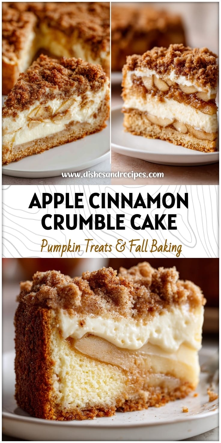 Apple Cinnamon Crumble Cake with Cream Cheese Filling