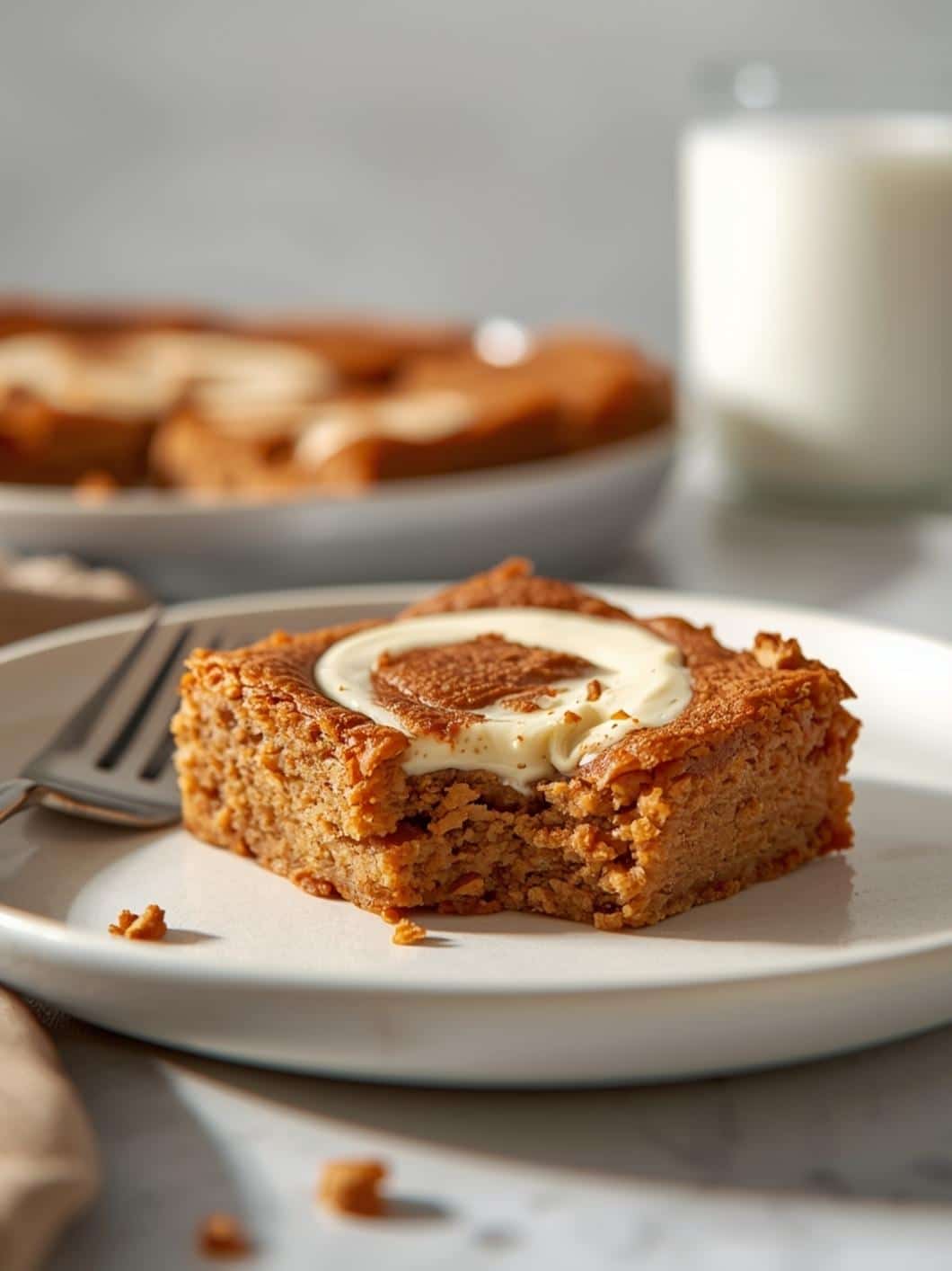 Carrot Cake Breakfast Bars with Cheesecake Swirl