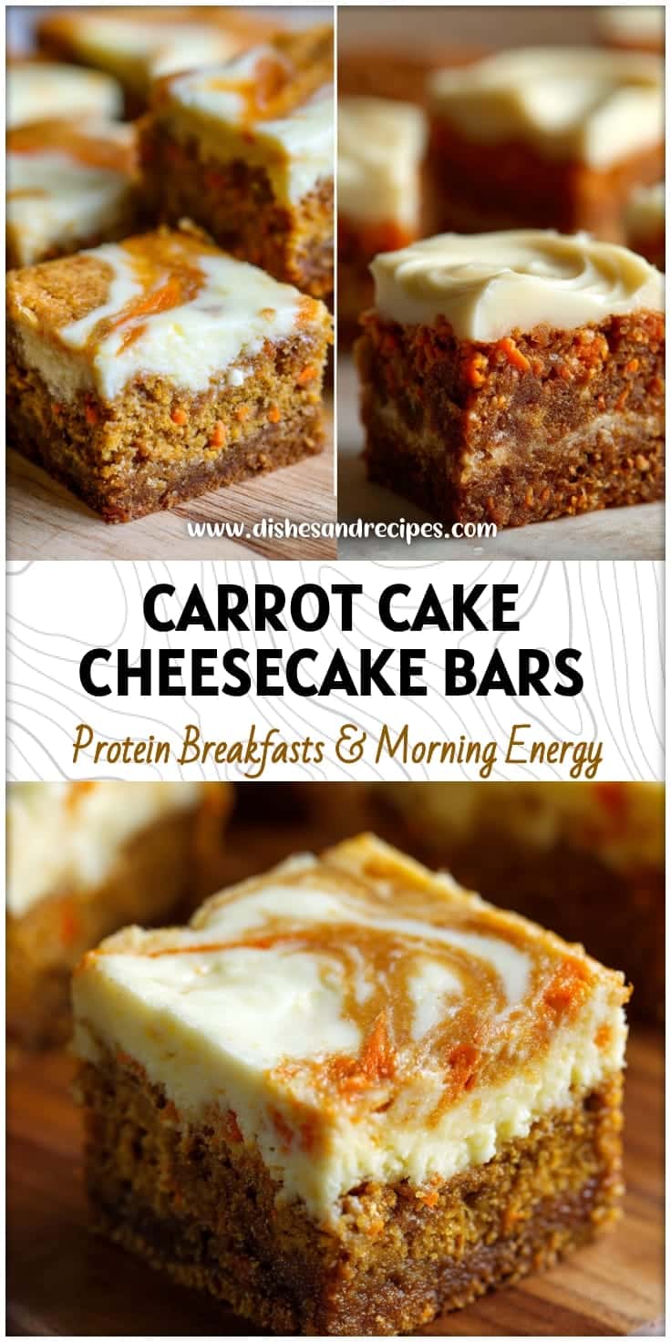 Carrot Cake Breakfast Bars with Cheesecake Swirl