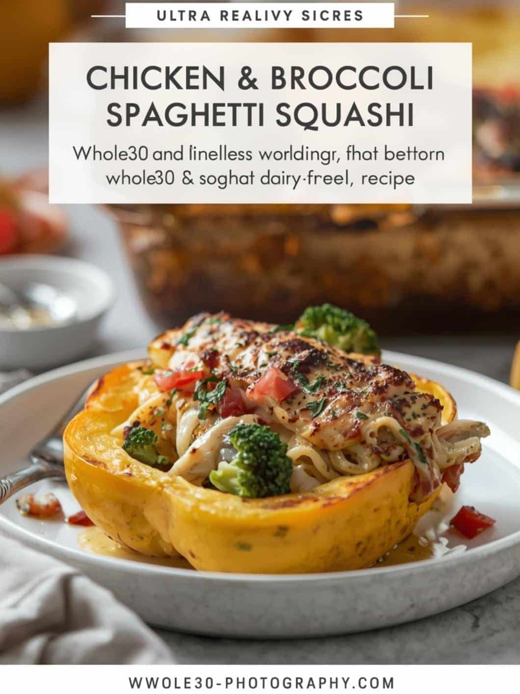 Chicken & Broccoli Stuffed Spaghetti Squash - Whole30 & Dairy-Free Dinner