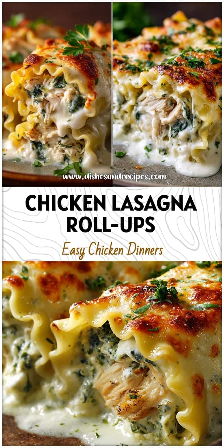Creamy Chicken & Spinach Lasagna Roll-Ups with Alfredo Sauce