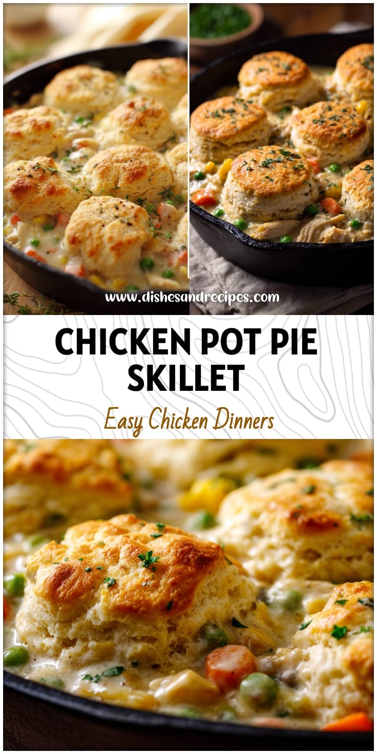 Easy Chicken Pot Pie Biscuit Skillet Recipe