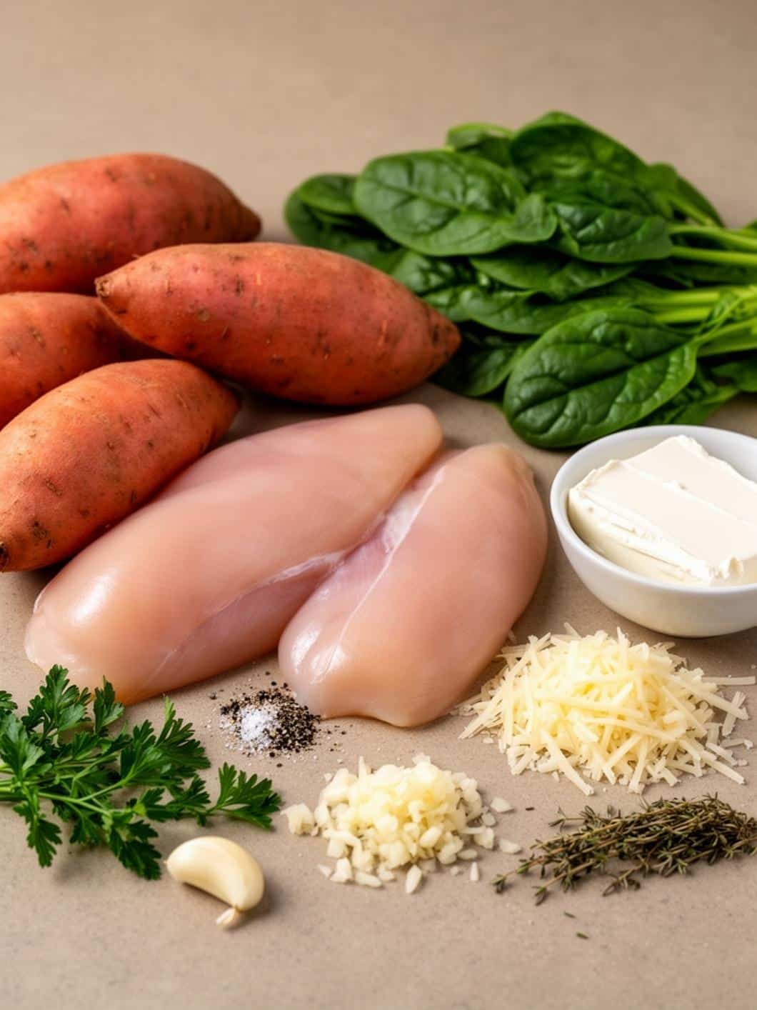 Chicken & Spinach Stuffed Sweet Potatoes: Easy & Healthy Low Carb Dinner Idea