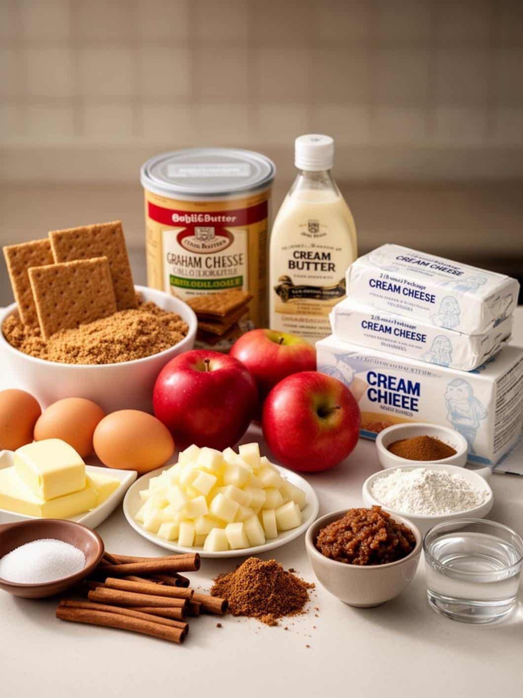 Cinnamon Apple Cheesecake Bars with Graham Cracker Crust