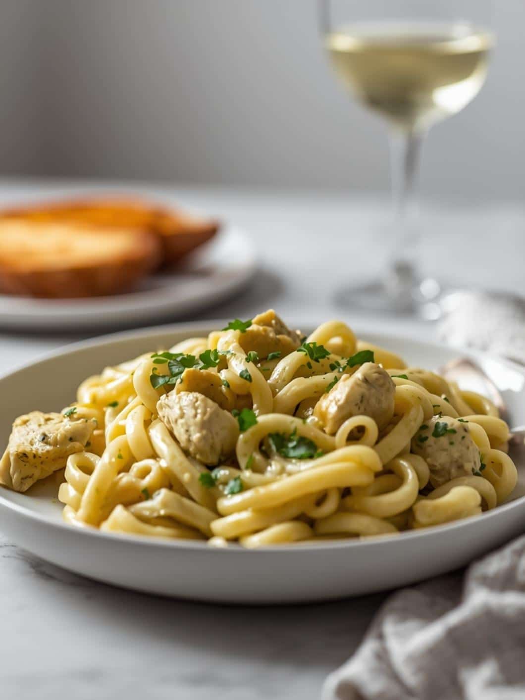 Creamy Pesto Chicken Pasta with Artichokes