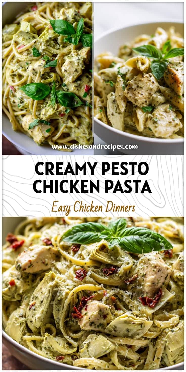 Creamy Pesto Chicken Pasta with Artichokes