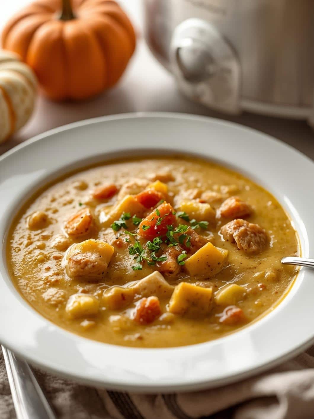 Creamy Pumpkin Chicken Soup: A Cozy Fall Crockpot Meal